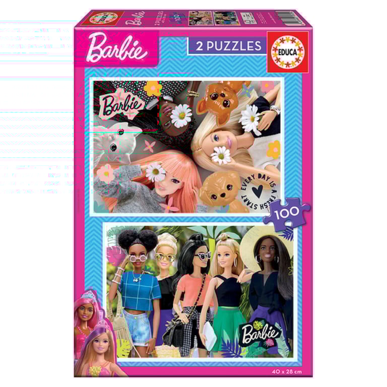 Ensemble de 2 puzzles Barbie de 100 pièces pour enfants Neuf