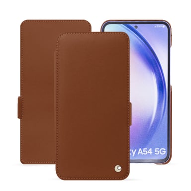 Housse cuir Samsung Galaxy A54 -  - Marron - Cuir lisse