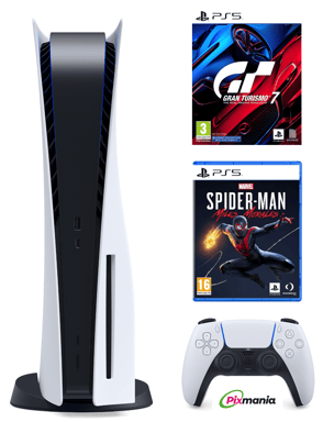Pack PS5 & Gran Turismo 7, Spider-man: Miles Morales, God of War - Console de jeux Playstation 5 (Standard)