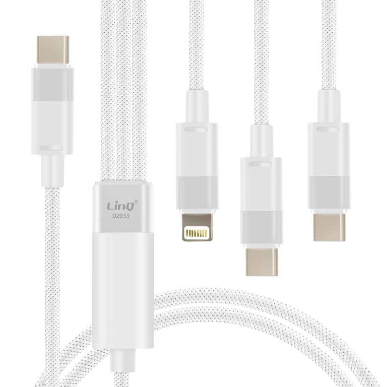 Câble USB C vers Lightning + 2 USB C Charge Rapide Longueur 1.2m Neuf