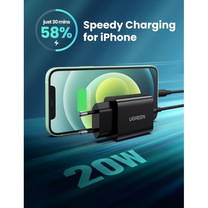 Ugreen 60450 chargeur d'appareils mobiles Universel Secteur Charge rapide Intérieure - vue 4
