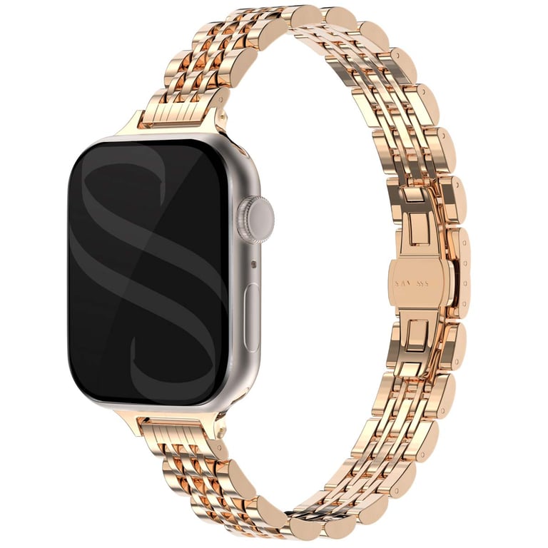Selencia Bracelet en acier slim style Jubilee pour Apple Watch | 38/40/41/42 mm - Rose Doré - Neuf