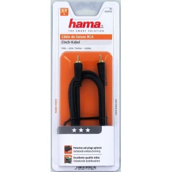 Câble vidéo, RCA mâle - RCA mâle, plaqué or, Noir, 1,50 m