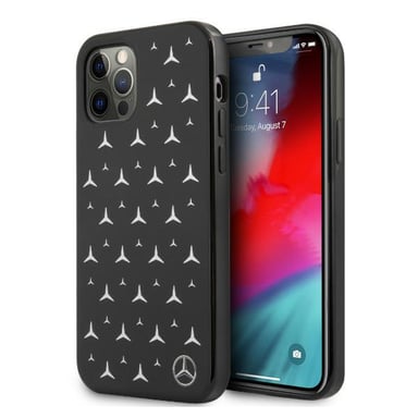 Funda Mercedes para iPhone 12 Pro Max 6.7'' Negro Plata Motivo estrella