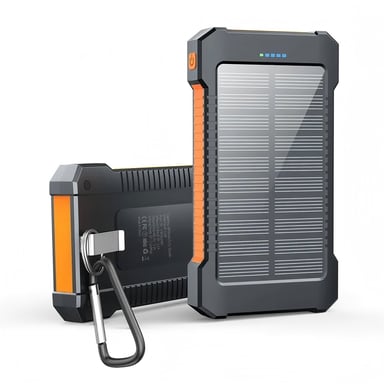 Batterie Externe Solaire 8000mAh, 195g,Power Bank Portable, Chargeur Solaire Étanche pour Smartphone Android iPhone,orange