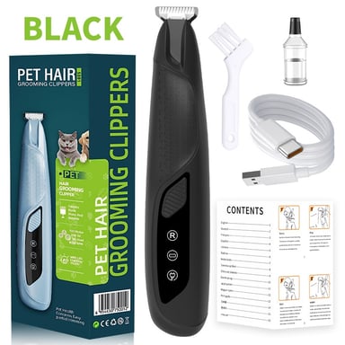 Tondeuse Électrique pour Animaux - Coupe Précise des Poils des Pattes, Oreilles et Zones Sensibles Black