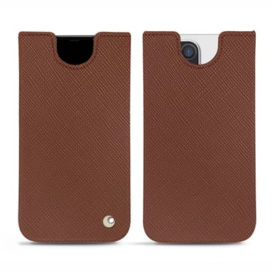 Pochette cuir Apple iPhone 12 Pro - Pochette - Marron - Cuir saffiano