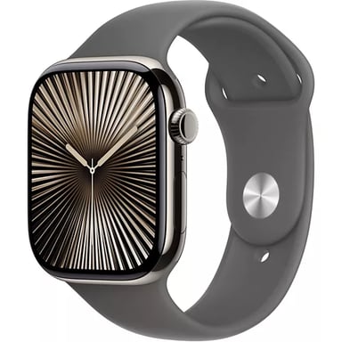 Apple Watch Series 10 GPS + Cellular in Titanio Naturale 46mm con Cinturino in Gomma S/M Grigio