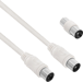 Force Power TV Cable Coaxial 9.52mm Macho/Macho 2m con Adaptador Macho/Macho Blanco