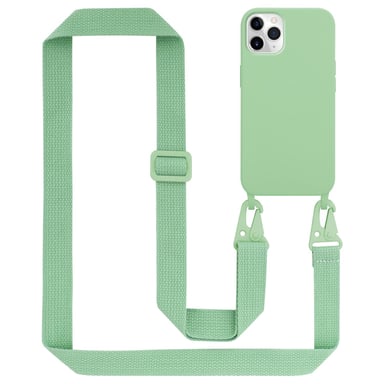 Tour de cou chaîne pour Apple iPhone 11 PRO MAX en LIQUID LIGHT GREEN Housse de protection en silicone avec cordelette réglable