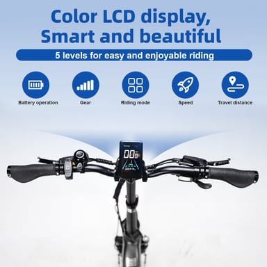 Bicicletta elettrica pieghevole TTGO F7, batteria da 48 V 15 Ah, freni a disco idraulici - blu