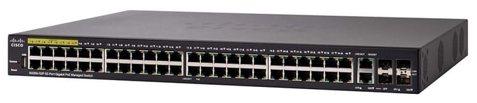 Cisco SG350-52MP Géré L3 Gigabit Ethernet (10/100/1000) Connexion Ethernet, supportant l'alimentation via ce port (PoE) 1U Noir - Neuf