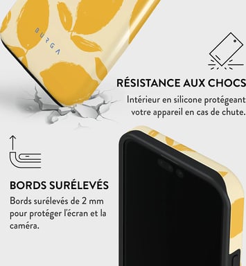 Burga Funda para iPhone 15 Pro Tough A prueba de golpes Modelo Lemon Tart Amarillo