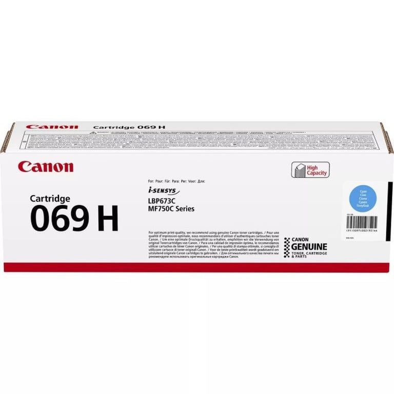Cartouche de toner Canon 069 H Cyan 5097C002 pour LBP/T47x et MF/4700 Series Cyan - Neuf