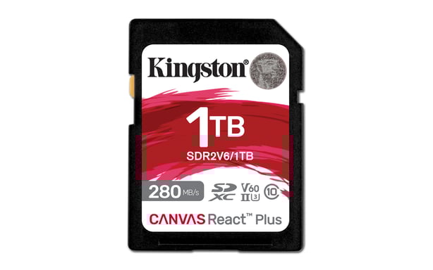 Tecnologia Kingston 1TB Canvas React Plus SDXC UHS-II 280R/150W U3 V60 per Full HD/4K