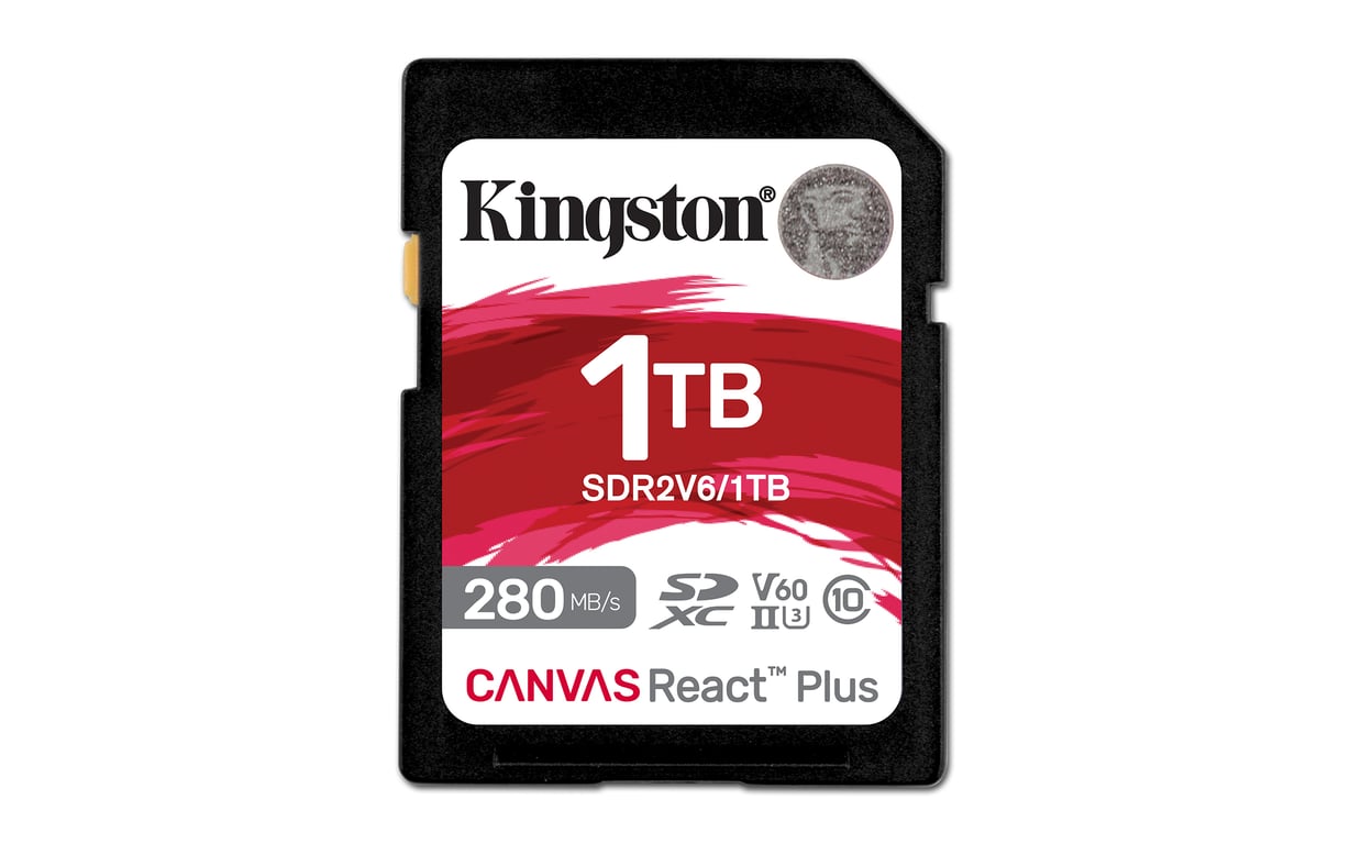 Kingston Technology 1TB Canvas React Plus SDXC UHS-II 280R/150W U3 V60 for Full HD/4K - Neuf