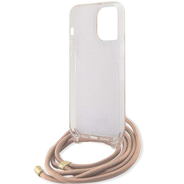 Guess Étui pour iPhone 15 Pro 6.1 rose étui rigide Crossbody Cord 4G Print - vue 2