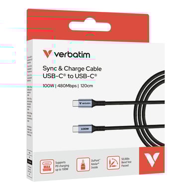Verbatim 31846 cable USB USB 2.0 1,2 m USB C Negro