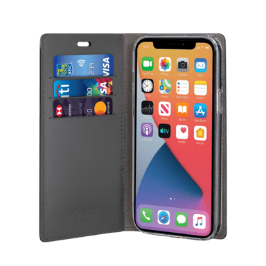 Diarycase 2.0 Funda de piel auténtica con soporte magnético para Apple iPhone 12/12 Pro, rosa pastel