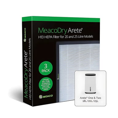 Filtro HEPA, MeacoDry Arete® H13, purificatore d'aria, alta efficienza per eliminare particelle, 99,75% di ritenzione, compatibile con i modelli 18L, 20L, 25L
