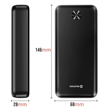 Swissten Batería Externa 20000mAh 10.5W con Doble Puerto USB Indicador LED Negro