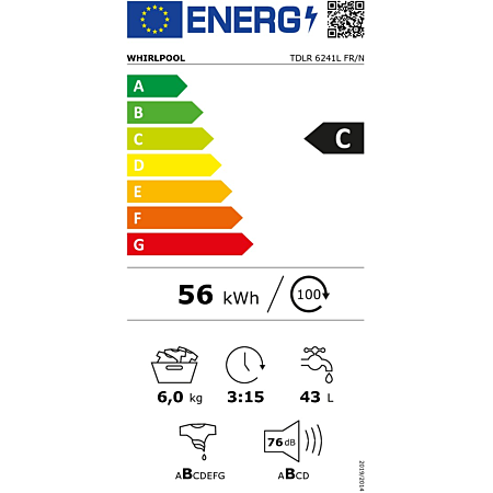 Lave-linge top WHIRLPOOL, TDLR6241LFRN - Neuf
