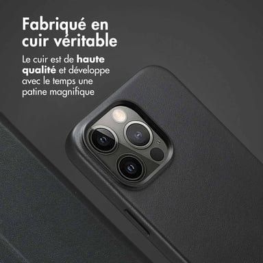 Accezz Étui de télephone portefeuille en cuir 2-en-1 avec MagSafe pour Apple iPhone 15 Pro Max - Onyx Black
