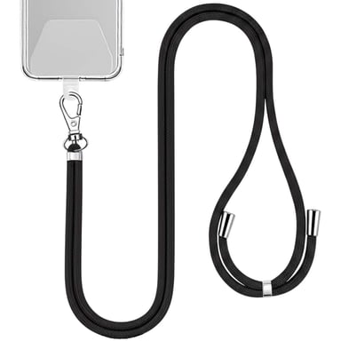 Tour de Cou 150cm pour Smartphone en Nylon avec Fixation Universelle Noir