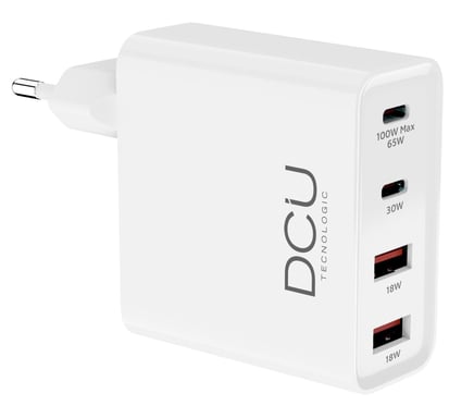 DCU Tecnologic Gan USB Type C Chargeur 100W - Charge Rapide - Couleur Blanc