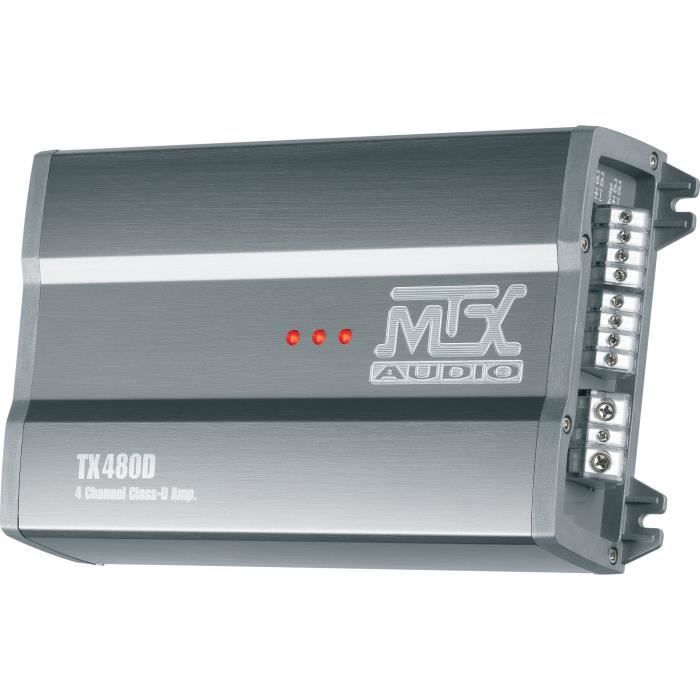 MTX TX480D Amplificateur voiture Classe D 4x120W RMS @2O ou 2x240W RMS @ 4O filtres variables Neuf