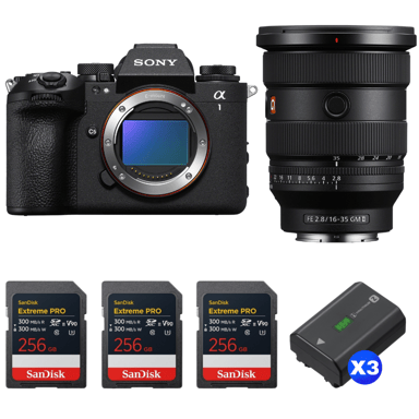 Appareil photo hybride Sony Alpha 1 II + FE 16-35mm f/2.8 GM II + 3 SanDisk 256GB Extreme PRO UHS-II + 3 Sony NP-FZ100 + Ebook ''20 astuces pour des images qui claquent''