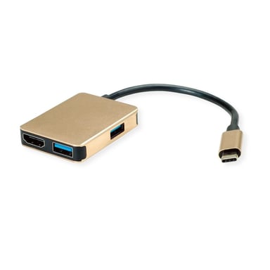 ROLINE 12.02.1120 base para portátil y replicador de puertos Alámbrico USB 3.2 Gen 1 (3.1 Gen 1) Type-C Oro