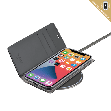 Diarycase 2.0 Custodia a conchiglia in vera pelle con supporto magnetico per Apple iPhone 12 Pro Max, nero notte
