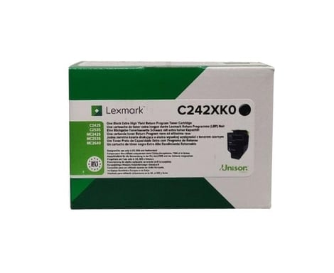 Lexmark C242XK0 cartuccia toner 1 pz Originale Nero (C242XK0 BLK EHY RETURN CART)
