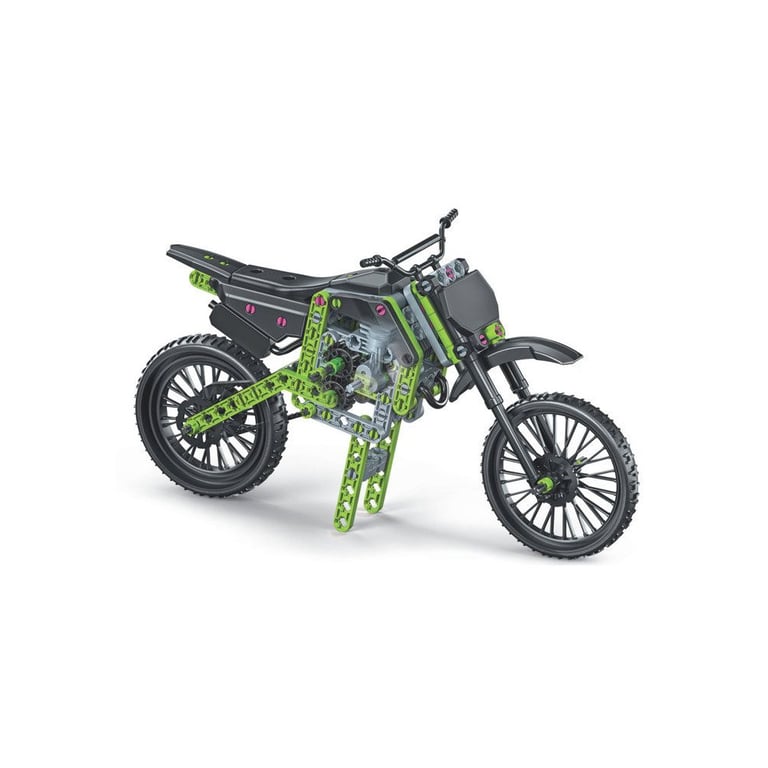 Maquette moto CLEMENTONI Motocross Xtrem Plus de 170 pièces avec mécanisme fonctionnel Vert - Neuf
