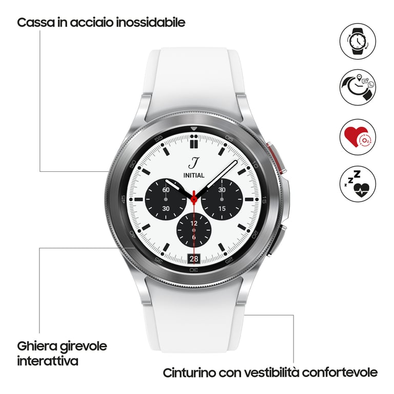 Samsung Galaxy Watch4 Classic 3,05 cm (1.2 ) OLED 42 mm Numérique 396 x 396 pixels Écran tactile Argent Wifi GPS (satellite) - Bon état