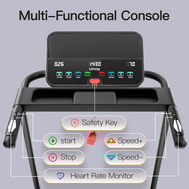 ROBORE P16 Cinta de Correr Plegable 12 KM/H, 12 Programas Integrados, con Sensor de Frecuencia Cardíaca, Sistema de Doble Amortiguación, Capacidad de Peso 136 kg