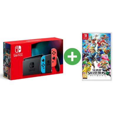 Switch & Super Smash Bros Ultimate - Console de jeux portables 15,8 cm (6.2'') 32 Go Écran tactile Wifi, Bleu, Gris, Rouge