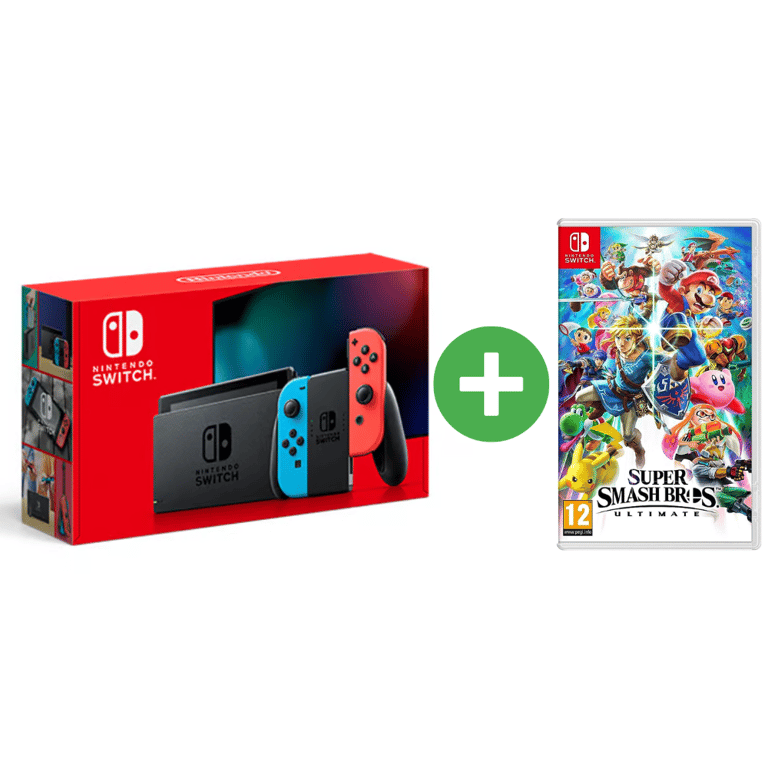 Switch & Super Smash Bros Ultimate - Console de jeux portables 15,8 cm (6.2 ) 32 Go Écran tactile Wifi, Bleu, Gris, Rouge - Bon état