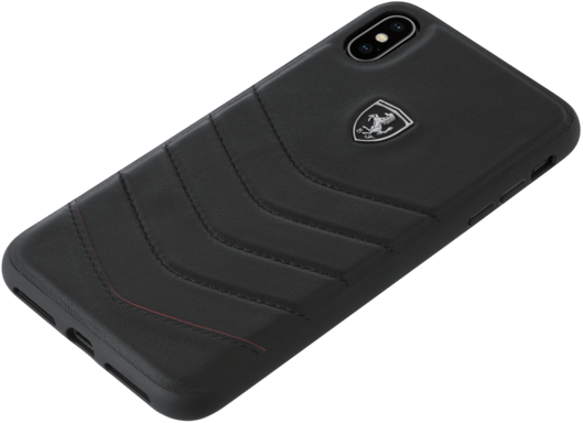 Custodia Ferrari in vera pelle trapuntata per Apple iPhone XS Max, nero