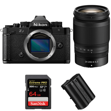 Appareil photo hybride Nikon Zf + 24-200mm f/4-6.3 VR + 1 SanDisk 64GB Extreme PRO UHS-II + 1 Nikon EN-EL15C + Ebook ''20 astuces pour des images qui claquent''