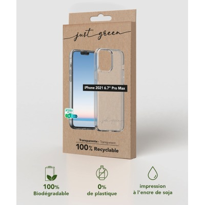 Funda reciclable transparente para iPhone 13 Pro Max Just Green