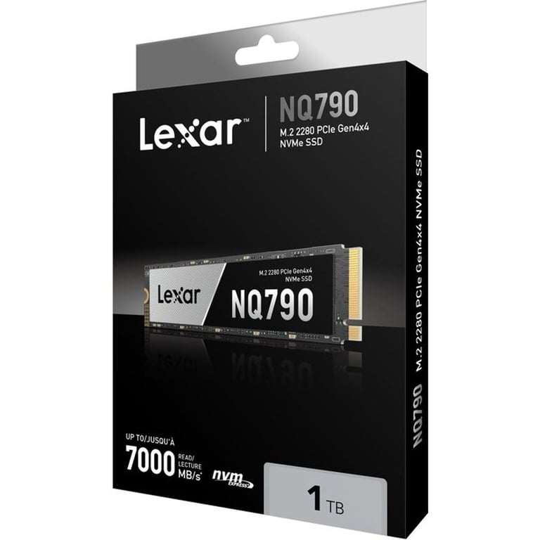 SSD NVMe M.2 2280 Lexar NQ790 512 Go PCIe Gen4x4 Noir, jusqu'à 7000/6000 Mo/s - Neuf