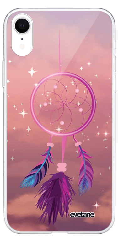 Evetane Coque Apple iPhone XR 360 intégrale transparente Motif Attrape rêve rose Tendance