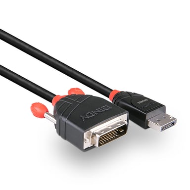 Lindy 41491 adaptador de cable de vídeo 2 m DisplayPort DVI-D Negro