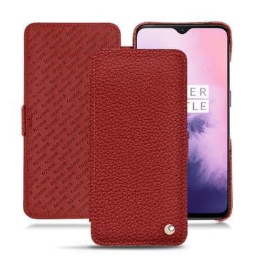 Funda de piel OnePlus 7 - Solapa horizontal - Rojo - Piel granulada