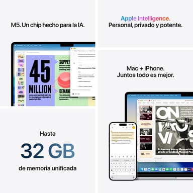 Macbook Air M5 (2026) 15'', 1 To RAM 16 Go Apple GPU 10, Bleu Ciel - QWERTY ES