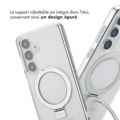 Accezz Coque Ring Stand avec MagSafe pour Samsung Galaxy S25 - Transparent