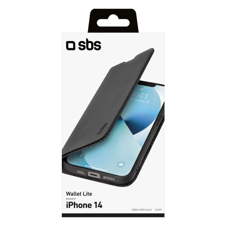 SBS TEBKLITEIP1461K coque de protection pour téléphones portables 15,5 cm (6.1 ) Étui avec portefeuille Noir Apple (brand) iPhone 14 - Neuf