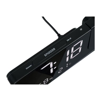 Radio-réveil projecteur - THOMSON - Noir - Radio FM, Température, Humidité, Double alarme, USB-C, Alim. 230V